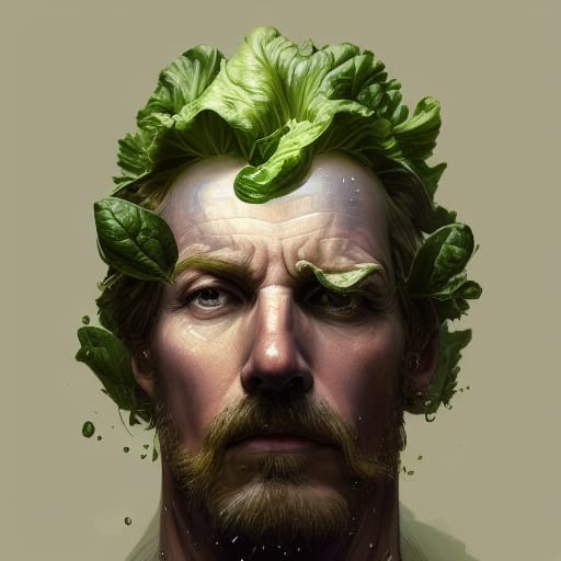 AI Art Lettuce Man (Portrait)
