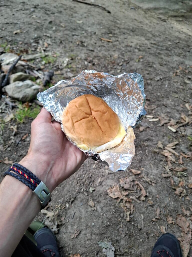Simple breakfast cheese roll eaten on Day 2 of the West Highland Way