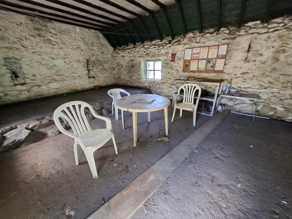 Inside the ruins of Rowchoish Bothy on the West Highland Way