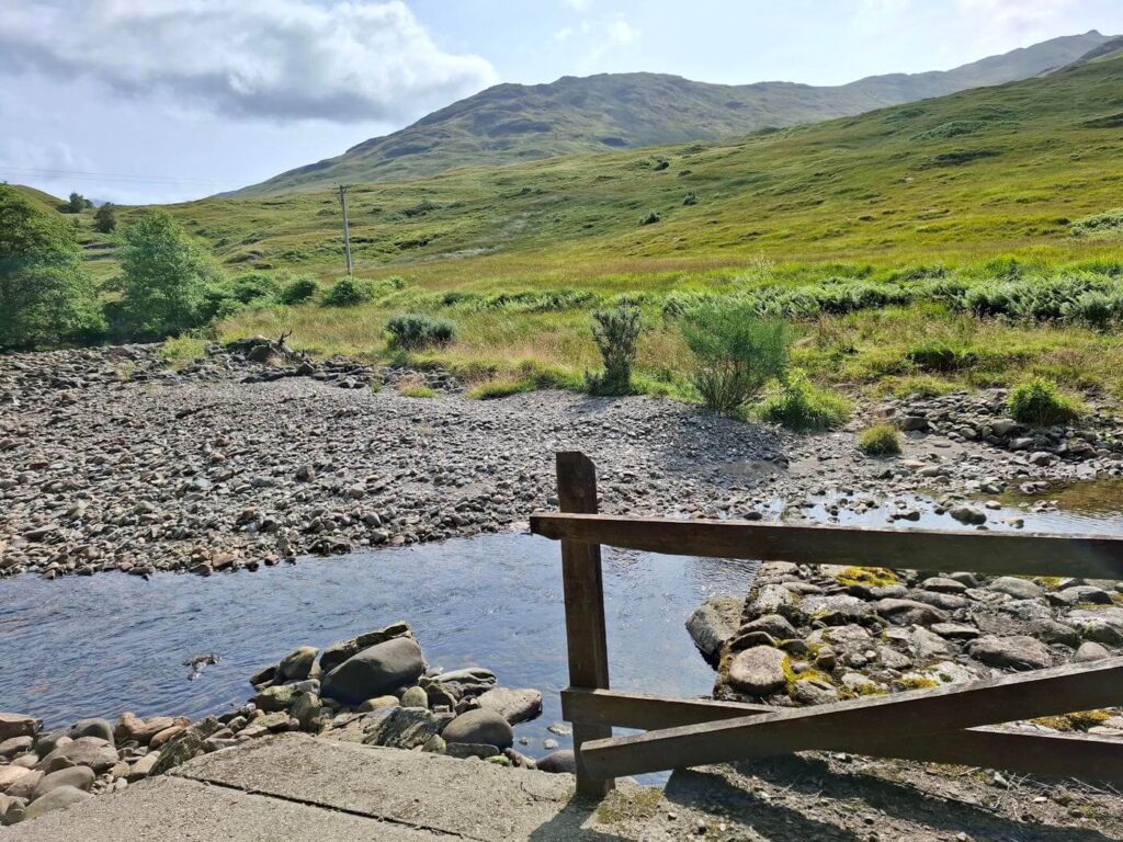 Morning trail leaving wild camp near Inverarnan on the West Highland Way