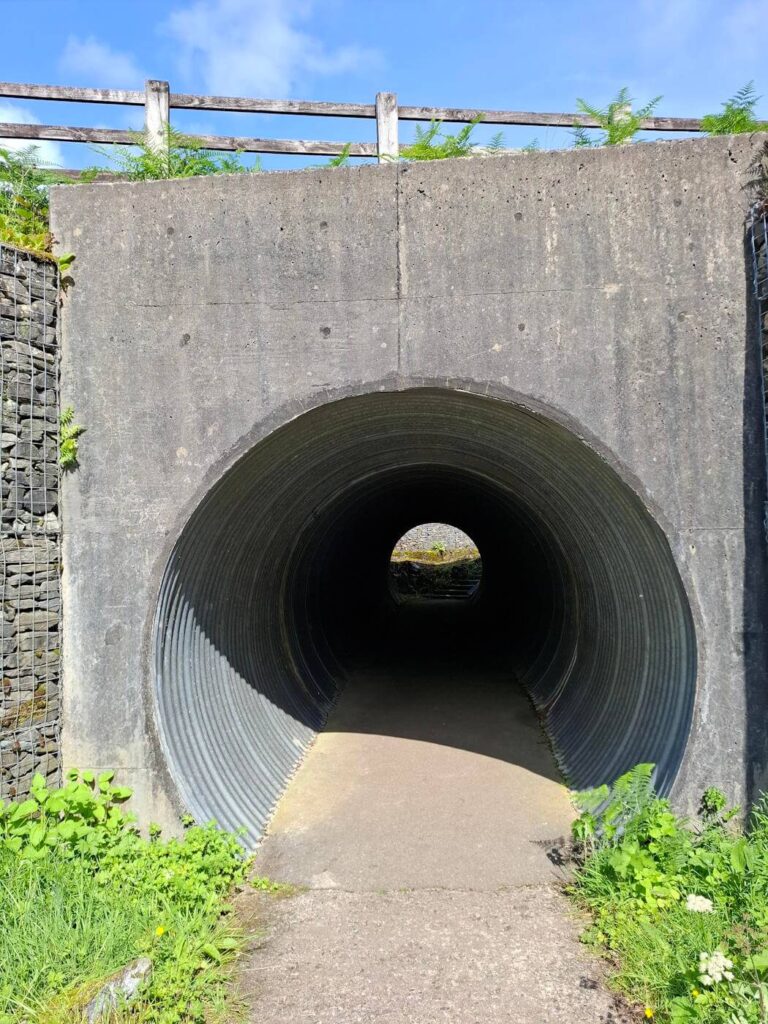 Concrete underpass beneath a road on the West Highland Way
